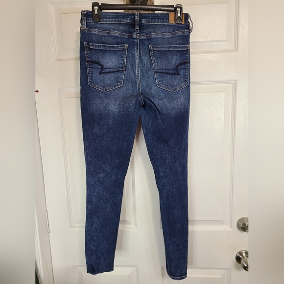 American Eagle Women's Stright Leg Extra Stretch Denim Blue Jeans, Size: 8R - Picture 11 of 16